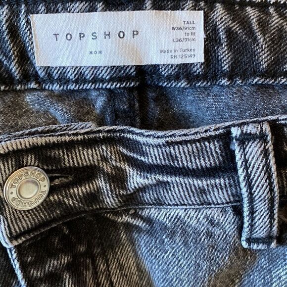 TopShop Black Distressed Mom Jeans Size T36 - Picture 9 of 12